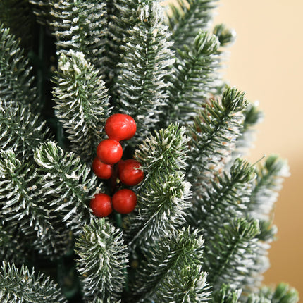 HOMCOM Artificial Christmas Tree Small Tabletop Christmas Tree 170 Branches Snowy Design Mini Christmas Tree with Plastic Base Berries Pine Cones PE PVC Green Ø27 x 47 cm