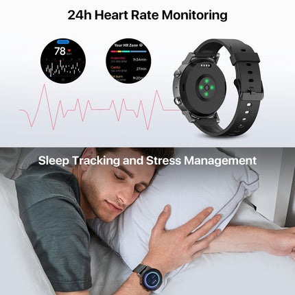 Ticwatch E3 nutikell meestele Wear OS by Google koos Qualcomm Snapdragoniga Wear 4100+ kahesüsteemne platvorm Google Pay GPS Pulsisageduse jälgimine Stressijuhtimine iOS-i ja Androidiga ühilduv
