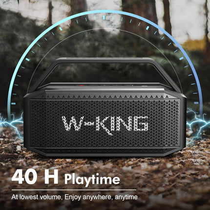 W-KING Bluetooth Speaker Box Large (100W peak) 60W Music Box Bluetooth Box, IPX6 Portable Speaker Outdoor Party Soundbox Boombox/Ex-large Passive Radiator Deep Bass/PowerBank/40H/TF/AUX/EQ