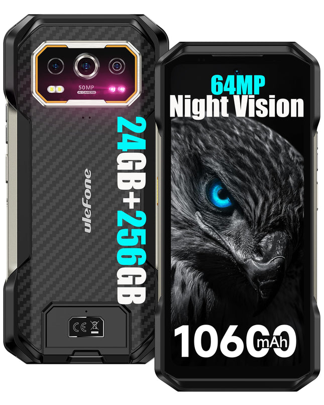 Ulefone Armor 27 õuemobiiltelefon Android 14 nutitelefon 64MP+50MP+50MP+32MP kaamera 24GB + 256GB/SD-2TB 10600mAh aku, 6.78-tolline FHD+ 120Hz, toetab 33W kiirlaadimist 4G kahe SIM-kaardiga GPS/NFC/OTG