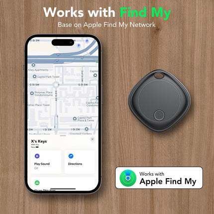 Nutikas õhusiltide jälgimisseade 4-pakendis, võtmeleidja, mis ühildub Apple Find My rakendusega (ainult iOS), IP67 veekindel, vahetatav aku, Bluetooth-võtmeleidja pagasi/kottide/kohvri/rahakoti jaoks