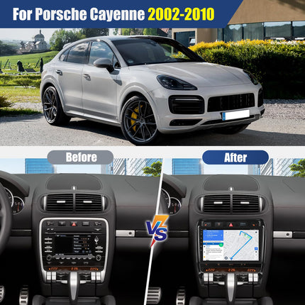 CAMECHO 8-tuumaline 4+64G autoraadio Porsche Cayenne'ile 2002-2010, 9-tolline 2024. aasta värskendus Android 13 juhtmevaba Carplay raadio Android Auto tahavaatekaameraga Bluetooth WiFi Navi FM/RDS DSP Mirror Link