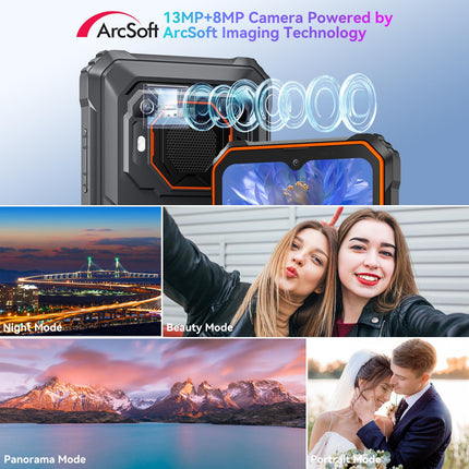 Blackview BV6200Pro Smartphone, Shatterproof, Android 13, 13000mAh Battery/18W, 12GB + 128GB ROM/TF-1TB, 13MP + 8MP Camera, 6.56 inch HD+ Smartphone, Shatterproof, Smart-K Box Speaker/Face