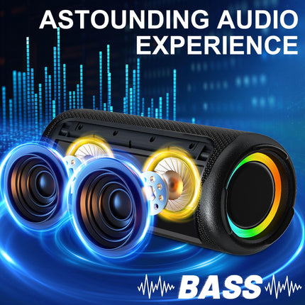 KingSom Bluetooth Speaker with Light, Portable Bluetooth 5.3 Music Box with Enhanced Bass, Waterproof Bluetooth Music Box with 24h Battery, Portable Bluetooth Speaker for Outdoors, Travel