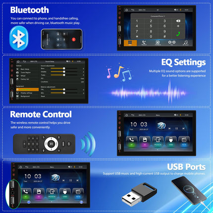 CAMECHO Carplay autoraadio 1 DIN Android Auto Mirror Linkiga, 7-tolline puutetundlik autoraadio Bluetooth Handsfree FM-raadio USB/AUX EQ roolil juhtimine tahavaatekaamera mikrofon
