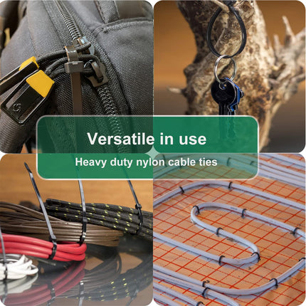 SWEED cable ties black 300mm, 1000 pieces cable ties UV-resistant, 4.8mm wide cable ties tensile strength of up to 22kg for industry, horticulture, cable industry