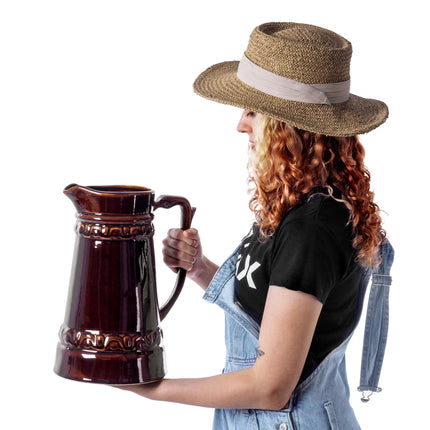 KADAX ceramic beer mug, jug with handy handle, dishwasher-safe carafe in country style, jug for mulled wine, beer, cream, sour milk, wine and liquids (6L)