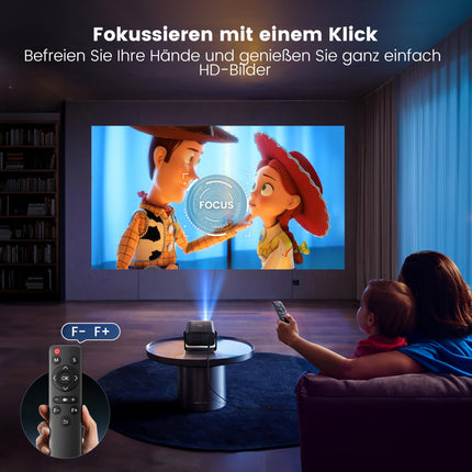 Projector【Electric Focus/Auto Keystone Correction】 WiFi Bluetooth Portable Mini Projector Full HD 1080P supported, dustproof LED projector 145° rotatable 50% zoom for home theater/outdoor mobile projector