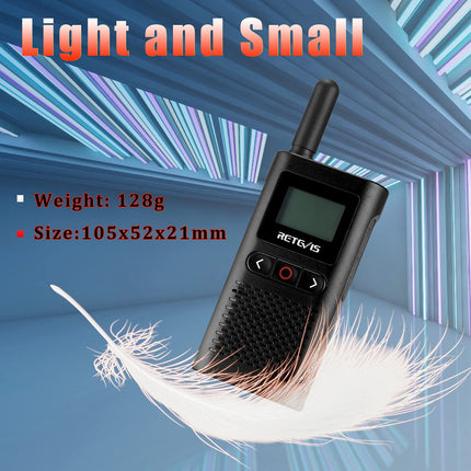 Retevis RB628 kahesuunaline raadiosaatja, PMR446 mini laetav raadiosaatja täiskasvanutele 1500mAh, LCD-ekraan VOX, professionaalsed kahesuunalised raadiosaatjad peakomplektiga hotellidele, koolidele (10 tk, must)
