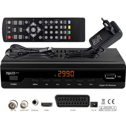 HD-line 2990 kaabelvastuvõtja Full HD kaabelvastuvõtja digitaalse kaabeltelevisiooni jaoks 2990 Combo (HDTV, DVB-C / C2, DVB-T/T2, HDMI, SCART, USB 2.0, WLAN valikuline) + HDMI-kaabel,