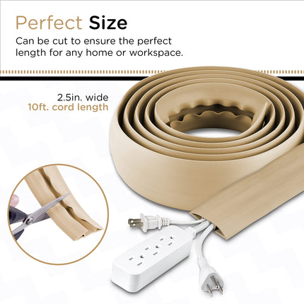 Power Gear floor cord cover, rubber, low profile, cable protector, skin-colored