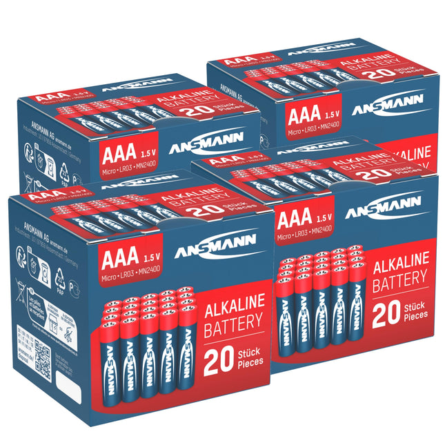 ANSMANN leelispatarei Micro AAA / LR03 1.5V / pika elueaga leelispatareide sooduspakk praktilises hoiukarbis / 80 tk
