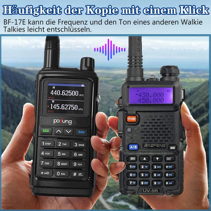 BF-17E kahe sagedusalaga raadiosaatja, pihuraadiod, pika levialaga kahesuunaline raadiosaatja 144-146/430-440MHz, 999 kanaliga, 1800 mAh akuga täiskasvanutele seiklusteks, õues kasutamiseks, telkimiseks