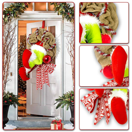 Christmas wreath decorations, plush legs Christmas decorations, Christmas elf body legs for Christmas tree, Christmas thief wreath, exquisite Santa Claus wreath, Christmas wreath Christmas decoration