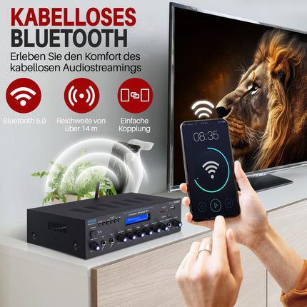 Pyle võimendi, AV-vastuvõtja, minivõimendi, stereovõimendi, Bluetooth-võimendi, 200 W võimendi, stereovastuvõtja - mitmekanaliline koos FM-raadio, BT, USB/SD, AUX, RCA, mikrofonisisendiga, BT ja FM-antenniga