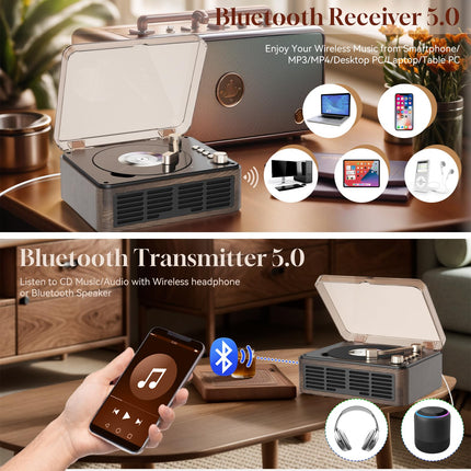 Gueray CD-mängija Bluetooth-raadio CD-mängijaga, kõlariga, toetab USB-taasesitust, AUX-taasesitust audioraamatute jaoks