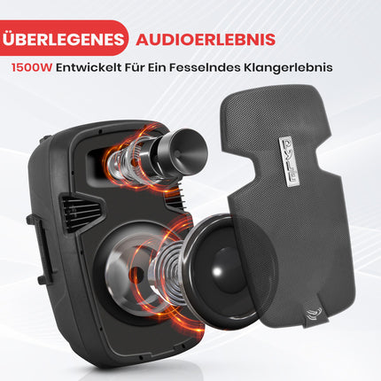 Pyle subwoofer, aktiivne + passiivne subwoofer – Bluetooth kõlar: aktiivne ja passiivne subwoofer, bassikast koos mikrofoniga, aktiivkõlari kaugjuhtimispult ja alus, 1500 W muusikasüsteem