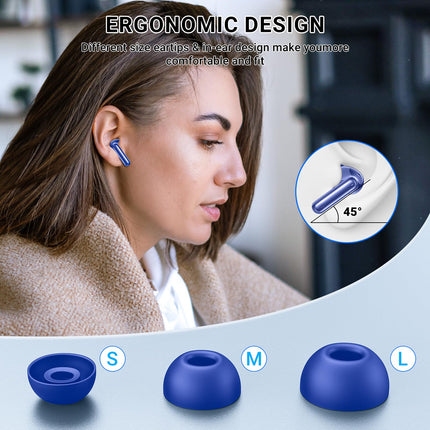 AOVOCE Bluetooth-kõrvaklapid, kõrvasisesed juhtmevabad Bluetooth 5.3 kõrvaklapid 42H sügava bassiga, spordikõrvaklapid 4 mikrofoniga, veekindlad kõrvaklapid ENC mürasummutusega, LED-ekraan, USB-C, sinine