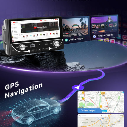 2G+64G Android autoraadio 2 DIN juhtmevaba Carplay, 6,86-tolline 2 DIN autoraadio HD puutetundliku ekraaniga ja Android Auto Mirror Link WiFi GPS navigatsiooniga FM/RDS/AUX/USB/EQ roolil juhtimisega tahavaatekaamera