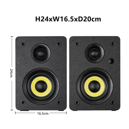 Sanyun SW206 80W aktiivne kaherežiimiline riiulikõlar, 4-tolline stuudiomonitor ja HiFi-režiim, optiline koaksiaalühendus TRS Aux Bluetooth 5.0 USB 24-bitise DAC-iga, koduseks plaadimängijaks, teleriks, arvutiks, lauaarvutiks, must