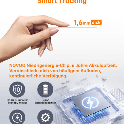 NOVOO Air Tag Card Wallet Tracker Card Thin 1.6mm Smart Bluetooth Tag 6-Year Battery Life Compatible with Apple Find My APP (iOS only), GPS Item Finder for Wallet, Luggage Tag - 2 Pack