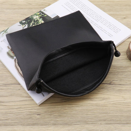 SG Store Headphone Storage Bag, Headset Drawstring PU Leather Earphone Carrying Case, Waterproof Lightweight, 22 x 20 cm, Black, 2 Pack