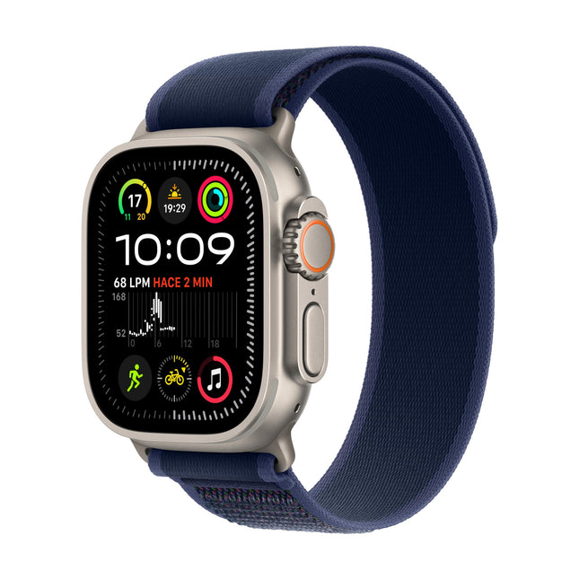 Apple Watch Ultra 2 [GPS + Cellular, 49mm] Natural Titanium Case with Blue Trail Loop Band, M/L (Refurbished)
