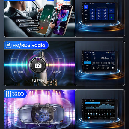 4G+64G Wireless Carplay Android 13 Car Radio 2 Din with Wireless Android Auto GPS Navigation WiFi 10.1 Inch Touchscreen Car Radio with Mirror Link Bluetooth FM/RDS Radio 32 EQ Steering Wheel Control Rear View Camera
