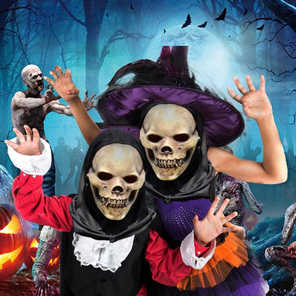 Scary Halloween Skull Mask, Latex Scary Full Head Mask, Realistic Full Head Skull Face Cover, 3D Mask for Adults and Children, Halloween, Cosplay, Masquerade Props (A)