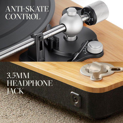 House of Marley Stir It Up juhtmevaba plaadimängija Bluetooth - jätkusuutlikult valmistatud plaadimängija, 33/45 RPM vinüülplaadimängija eelvõimendiga, Audio-Technica helipea, bambus
