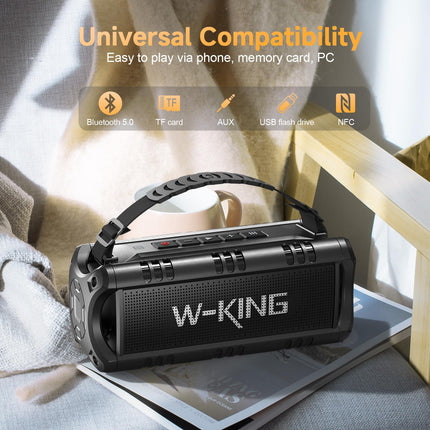 W-KING Bluetooth Speaker, (60W Max) 30W Portable Music Box Bluetooth Outdoor, IPX6 Waterproof Bluetooth Box Wireless Speaker Small with Rich Bass, 24H Playtime, TF Card, USB Stick, AUX