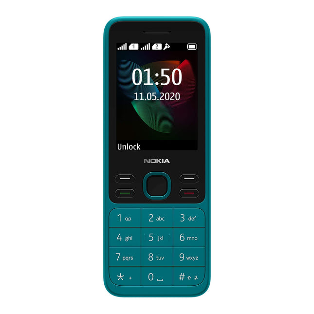 Nokia 150 versioon 2020 põhitelefon (2,4 tolli, 4 MB sisemälu (laiendatav kuni 32 GB MicroSD-kaardi abil), 4 MB RAM, kahe SIM-kaardiga) tsüaansinine