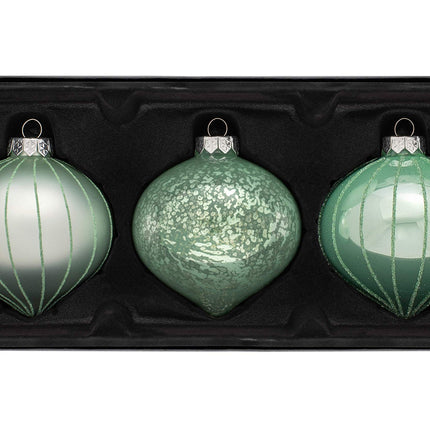 WeRChristmas Christmas tree bulb balls made of glass, mint green, 11 cm, 3