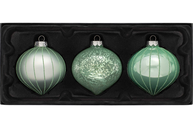 WeRChristmas Christmas tree bulb balls made of glass, mint green, 11 cm, 3