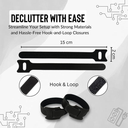 Reusable Cable Ties, Reusable Cable Ties, Black Cable Ties, Cable Ties for Organizing Cables, PC Cable Management and Desk Organization, 100 Pack
