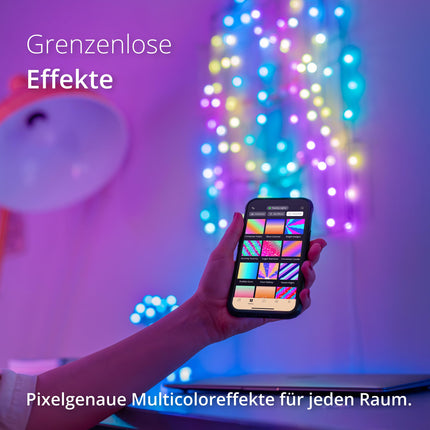 Twinkly Strings USB-C Star 100 LED, tähekujulised LED-kettvalgustid, RGB LED-tuled, mitmevärvilised, valentinipäeva tuled, ühildub Alexa ja Google Home'iga, USB-C, läbipaistev kaabel, 6m
