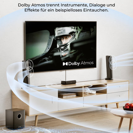 ULTIMEA 5.1-kanaliline Dolby Atmose heliriba, RGB-valgustusega heliriba kodukinole, 3D-ruumilise heli süsteem rakenduse juhtimisega, subwooferiga heliriba, reguleeritav ekvalaiser, Bluetooth 5.3, HDMI eARC, Apollo S80