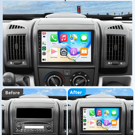 4+64G Android Car Radio for FIAT Ducato 3/Peugeot Boxer 2/Citroen Jumper 2 2011-2022 9 inch Wireless Carplay Car Radio with Android Auto Navi GPS Mirror Link Bluetooth FM/RDS/DAB/DVR/EQ Rear View Camera