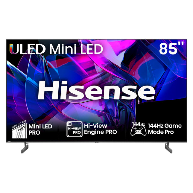 Hisense 85U7KQ (85-tolline) 4K Mini LED ULED HDR nutiteler, Quantum Dot, 120Hz, HDMI 2.1, Game Mode Pro, Dolby Vision IQ ja Atmos, Bluetooth, sisseehitatud Alexa, antratsiithall