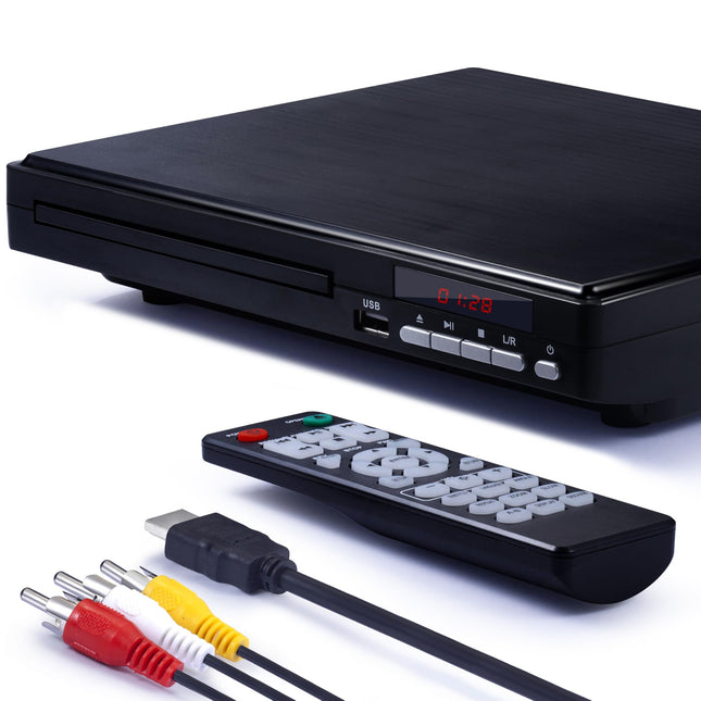 Sukinum DVD-mängija telerile, 1080P HD DVD-mängija koju, kõik piirkonnad, tasuta kompaktne mini-CD-mängija HDMI- ja AVI-kaabliga, USB 2.0 port, kaugjuhtimispult, sisseehitatud PAL