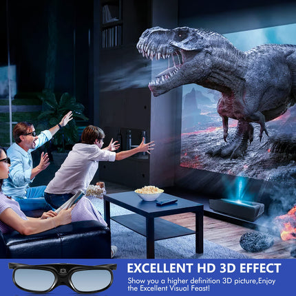 Wowlela 3D Glasses, Rechargeable 3D Active Shutter Glasses for all DLP Link 3D Projectors, Active Shutter 3D DLP Link Rechargeable 3D Glasses Compatible with BenQ, Optoma, Viewsonic DLP Projector