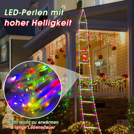 MILFECH LED jõuluvana redelikujulised tuled, 3M RGB LED jõulutuled, 8 režiimi, jõulukaunistused aknale, aeda, majja