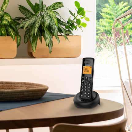 ALCATEL E260 - Cordless DECT Phone - Compact Design - Large Backlit Display - Hands-Free Function - Call Blocker - Black