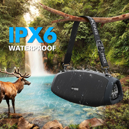W-KING Bluetooth Speaker Large with Wireless Microphone, (120W Peak) 70W IPX6 Portable Outdoor Speakers Bluetooth Box Music Box, THREE Passive - Deep Bass/DSP/Power Bank/TF/AUX/EQ/Opener
