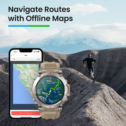 Amazfit T-Rex Ultra 47mm Outdoor Smartwatch, Dual-Band GPS, Route Import &amp; 6 Navigation, Freediving Support &amp; 10 ATM Water Resistance, -30℃ Military-Grade Ultra-Low Temperature Operation