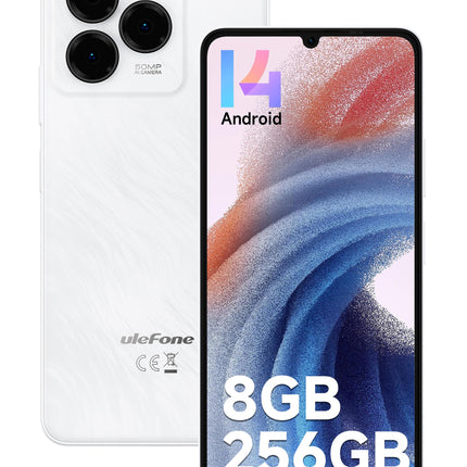 Ulefone Note 20 Pro Unlocked Mobile Phone 8GB+256GB/1TB Expand, 50MP Camera, 6000mAh Android 14 Octa Core Smartphone, 6.75" HD+ Display 90Hz 4G Dual SIM Cell Phones, WIFI 5G Fingerprint Face ID GPS OTG-White
