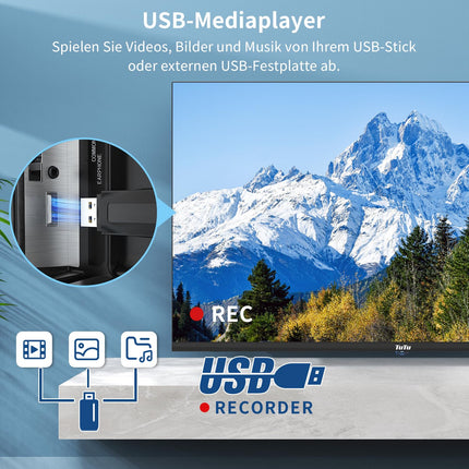 TuTu TUB32HN1NC televiisor 32-tolline (80 cm) LED HD-Ready kolmekordne tuuner (DVB-T/T2-CS/S2) HDMI USB meediapleier CI/CI+ hotellirežiim keskjalg