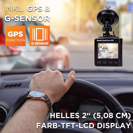 Rollei Dashcam 402 GPS-i ja G-anduriga | Seadustele vastav esikaamera autole | 1080p Full HD | Autokaamera jälgimiseks ja parkimise jälgimiseks | Videoregistraator silmusfunktsiooniga