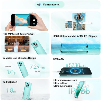HONOR 400 Lite nutitelefon 5G kahe SIM-kaardiga NFC, 256 GB/8 GB muutmälu, lukustamata Android-telefon ilma lepinguta (108 MP tehisintellektiga kaameranupuga, 6,7-tolline ekraan, 5230 mAh, Android 15) sametmust