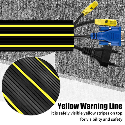 Floor cable protector, 2 m floor cable covers, cable covers for wires, floor, rubber cable protector for outdoor use and 3 cable ducts